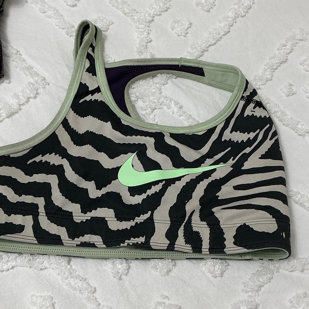 Nike Zebra Print Sports Bra - Black and Green reversible
